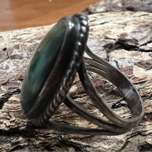 Vintage Native American Ring Green Turquoise Sterling Silver 925 Stone Gem 8 - Picture 8 of 8